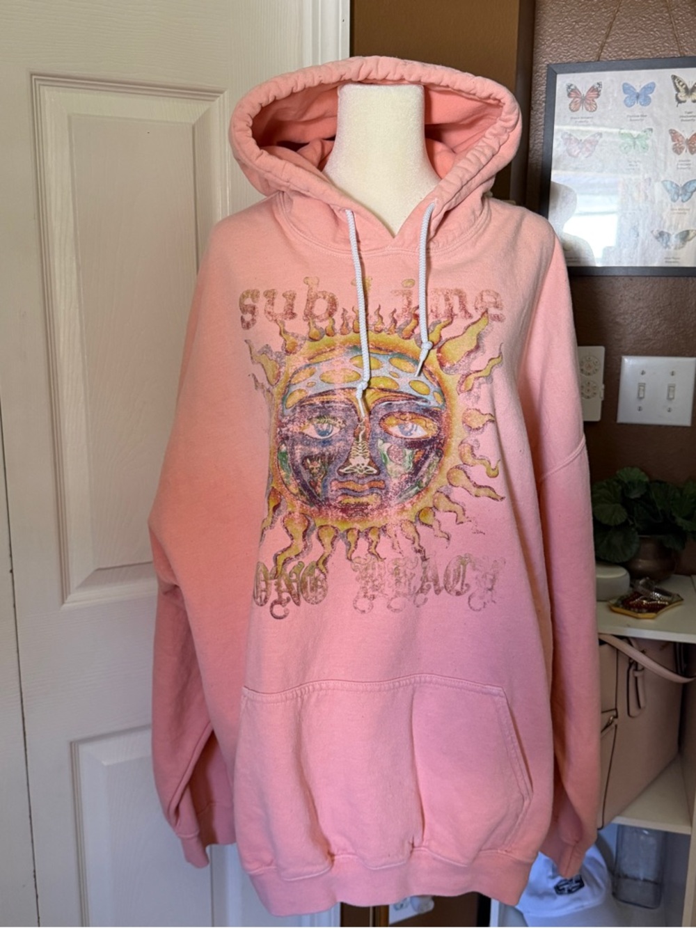 Sublime Oversized Pink Ombre Hoodie Sweatshirt / Size L/XL